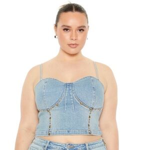 Forever 21 plus size denim studded bustier denim matching set